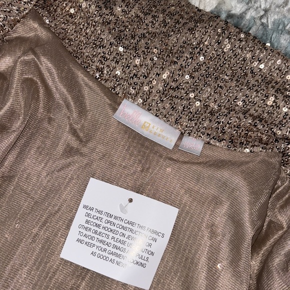 Jingle Belles by Kim Gravel Sequin Mesh Open Front Topper ~ Bronze - Picture 5 of 9